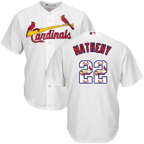 Cardinals #22 Mike Matheny White Team Logo Fashion Stitched MLB Jersey